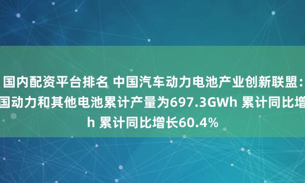 国内配资平台排名 中国汽车动力电池产业创新联盟：上半年我国动力和其他电池累计产量为697.3GWh 累计同比增长60.4%