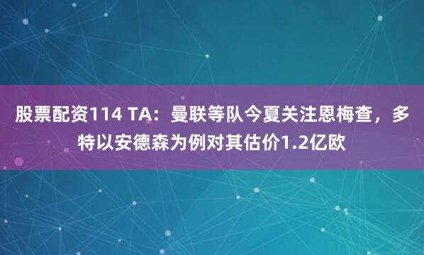 股票配资114 TA：曼联等队今夏关注恩梅查，多特以安德森为例对其估价1.2亿欧